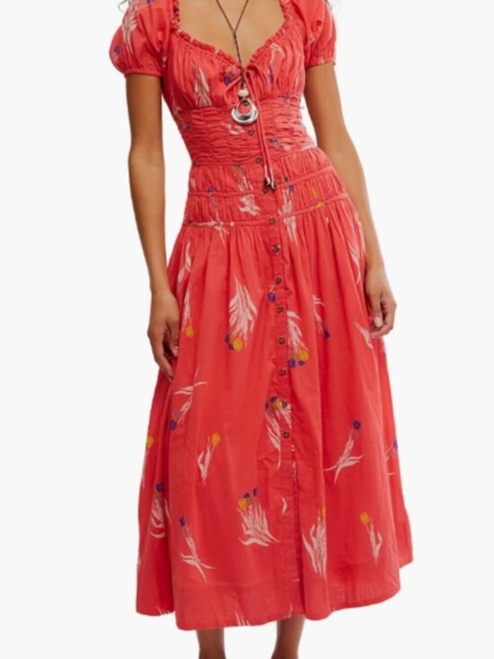 Free People | Complete Me Cotton Midi Dress Red Size Small